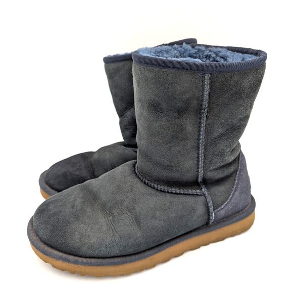 UGG Classic Short II Women's Suede Sheepskin Boots Round Toe Blue Size US7 EU38 - Picture 1 of 16